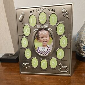 Silver Baby's First Year Photo Frame